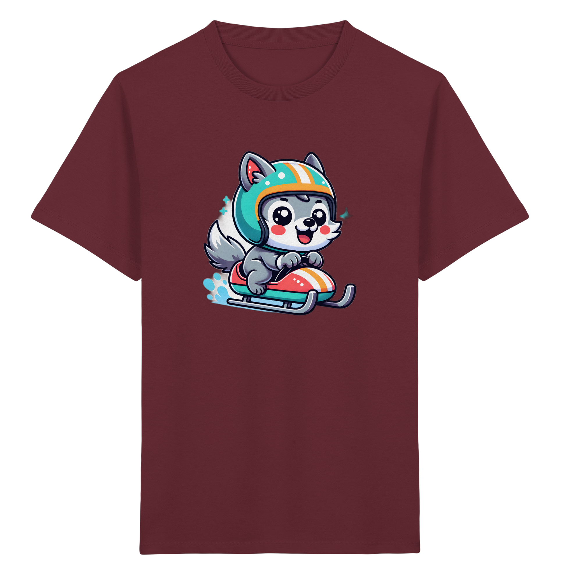 Cartoon Wolf Schlittenfahrt T-Shirt
