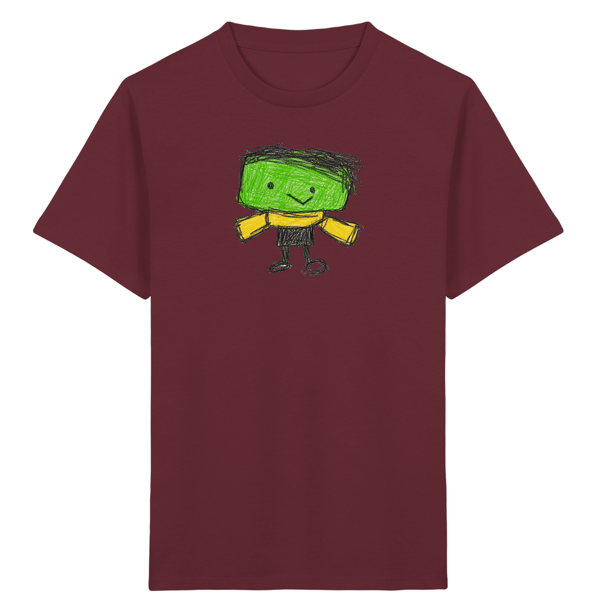 Kritzelkopf mit gelbem Schal - Kinder Bio T-Shirt