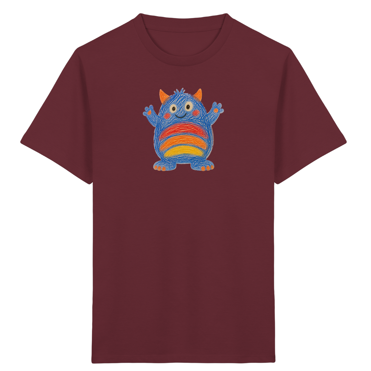 Regenbogenbauch Monster T-Shirt - Kinder Bio T-Shirt Vorderseite