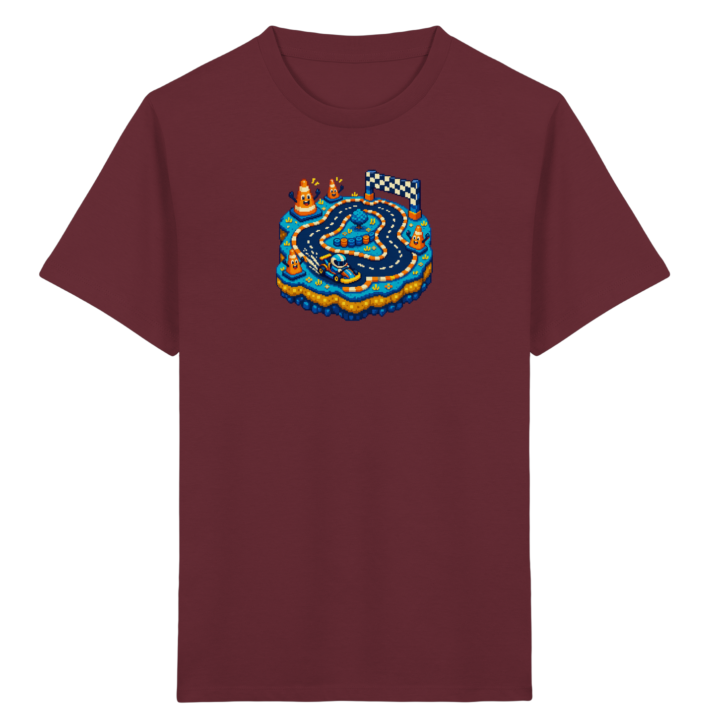 Cooles Pixel Go-Kart Rennshirt - Kinder Bio T-Shirt Vorderseite