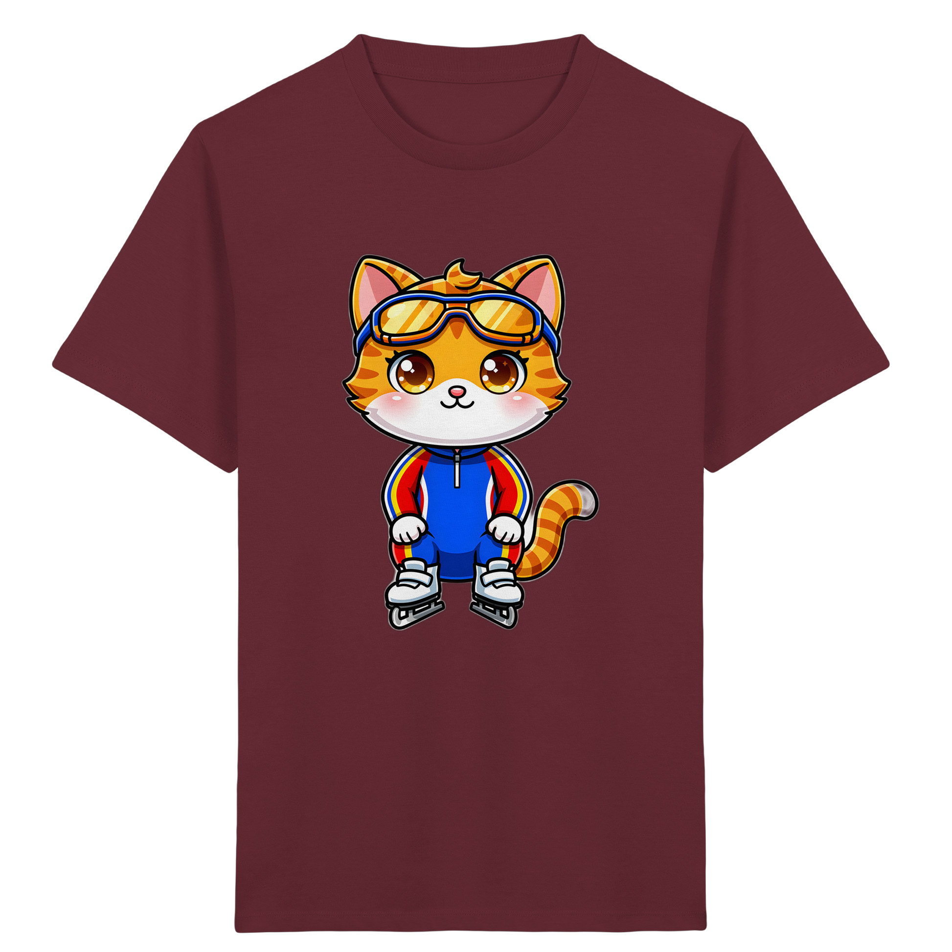 Katze auf Schlittschuhen: Sportliches Kinder-T-Shirt
