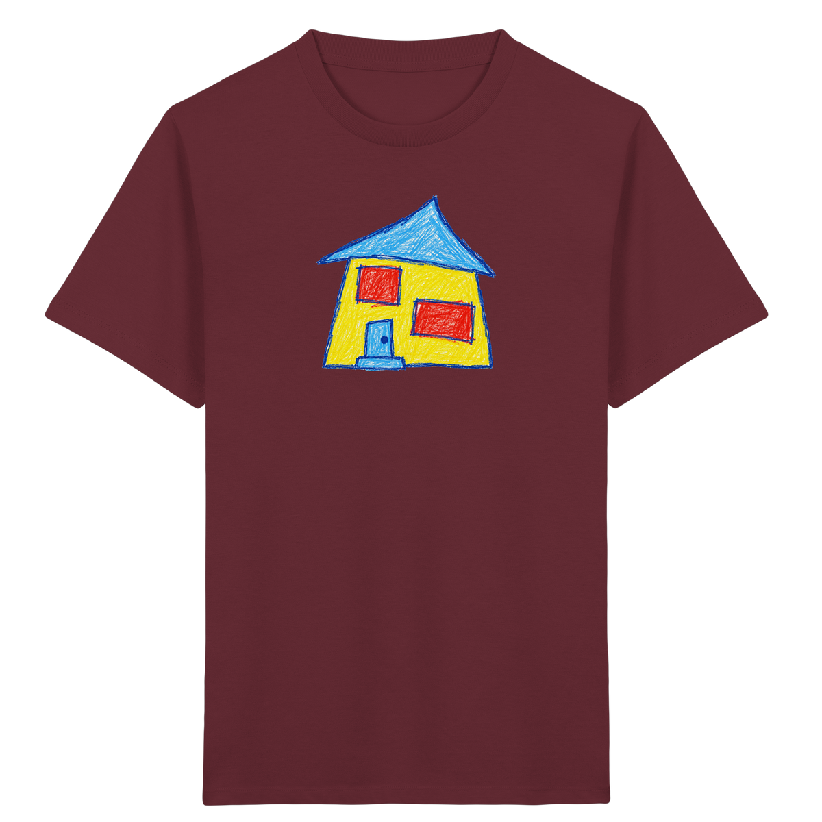 Gelbes Haus mit Doppelfenstern - Kinder Bio T-Shirt