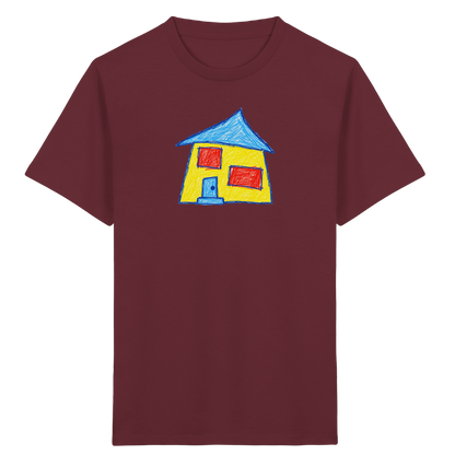 Gelbes Haus mit Doppelfenstern - Kinder Bio T-Shirt