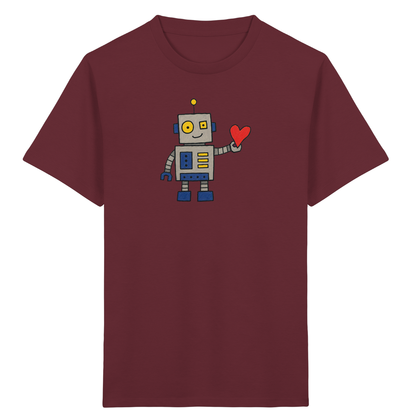 Verspieltes Roboter T-Shirt mit Herz - Kinder Bio T-Shirt Vorderseite