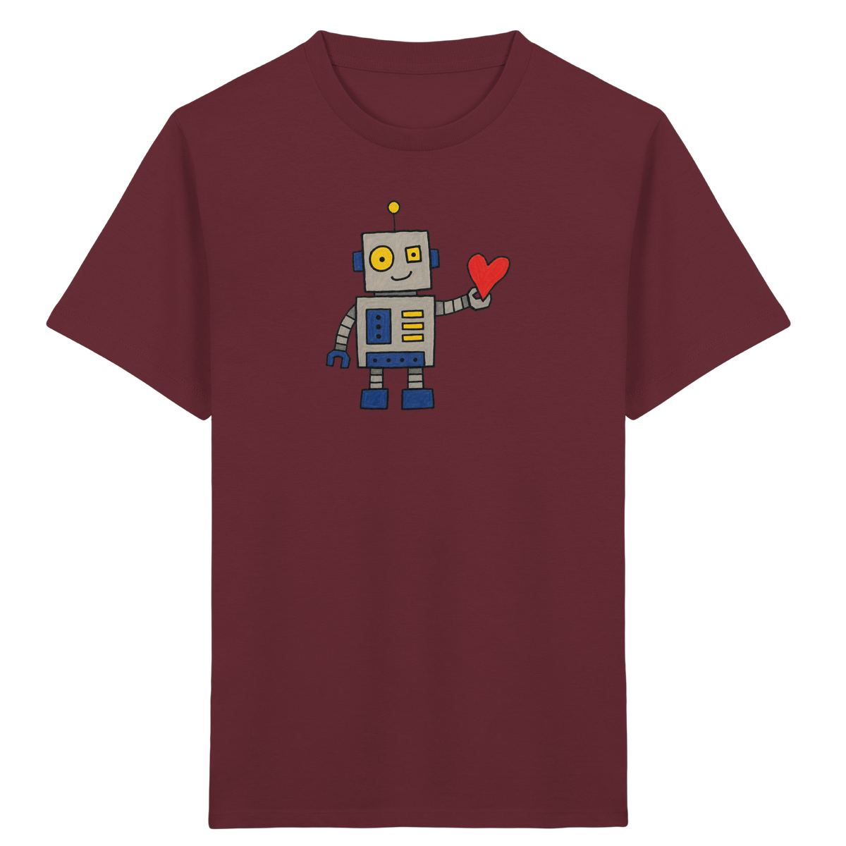 Verspieltes Roboter T-Shirt mit Herz - Kinder Bio T-Shirt Vorderseite