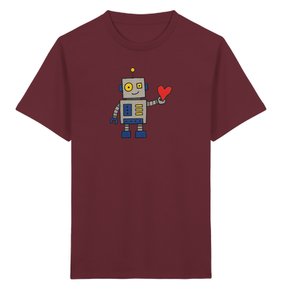 Verspieltes Roboter T-Shirt mit Herz - Kinder Bio T-Shirt Vorderseite