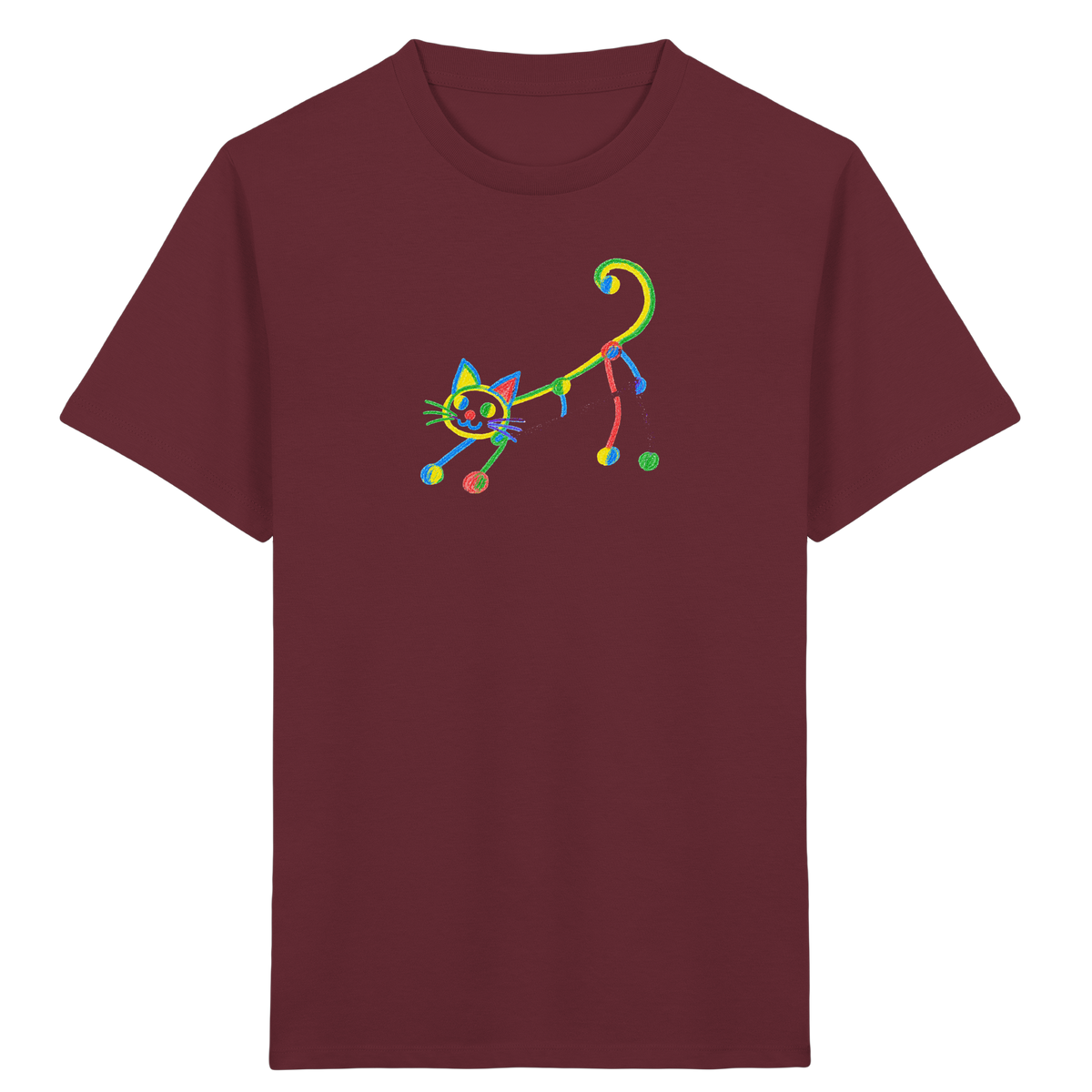 Farbpunkt Katze Kinderzeichnung - Kinder Bio T-Shirt
