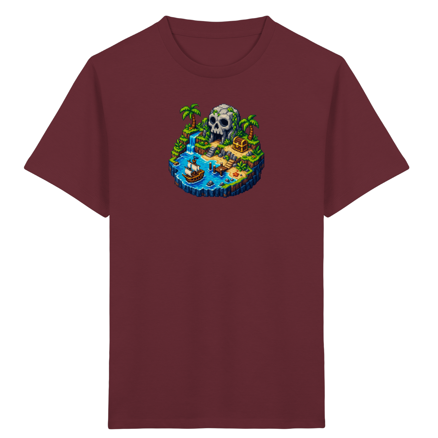 Abenteuerliches Pirateninsel Pixel Art T-Shirt - Kinder Bio T-Shirt Vorderseite