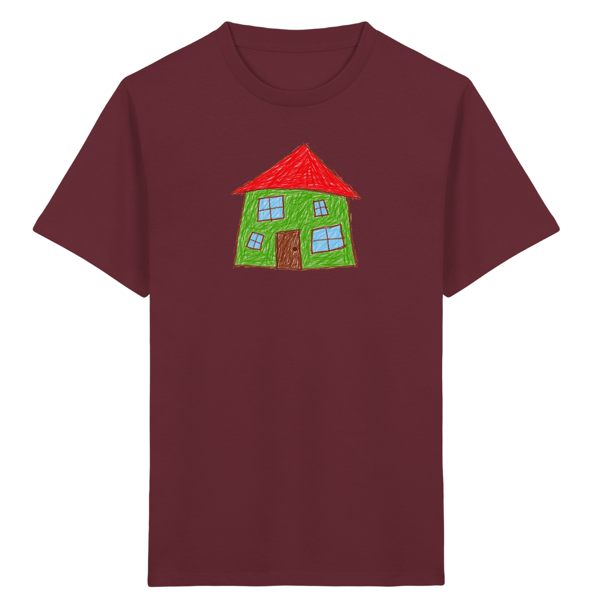 Grünes Haus mit vier Fenstern - Kinder Bio T-Shirt