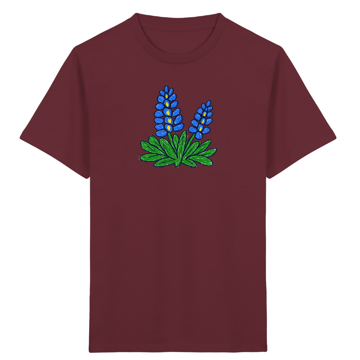Blaue Kritzel-Lupine für Kinder - Kinder Bio T-Shirt