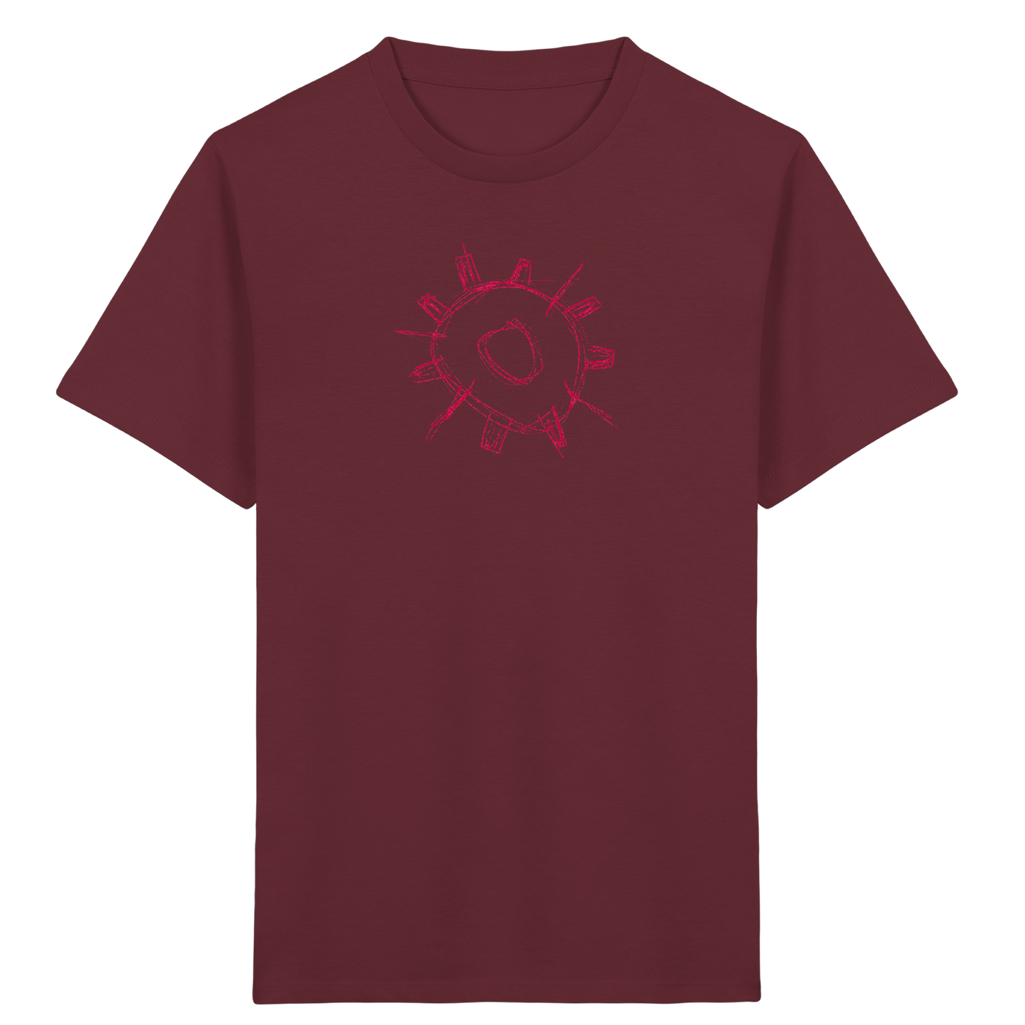 Karminrotes Zackenrad Kinder T-Shirt - Kinder Bio T-Shirt Vorderseite