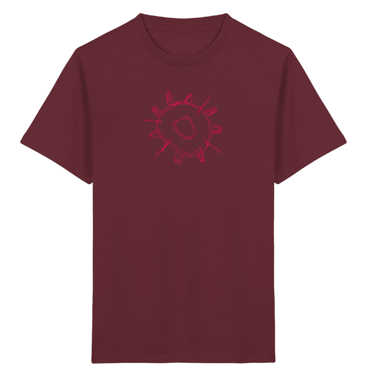 Karminrotes Zackenrad Kinder T-Shirt - Kinder Bio T-Shirt Vorderseite
