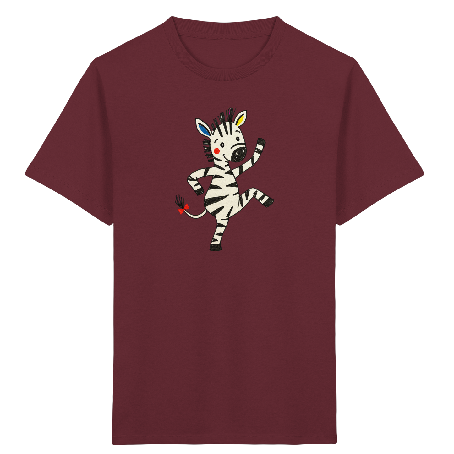 Fröhliches tanzendes Zebra Kinder T-Shirt - Kinder Bio T-Shirt Vorderseite