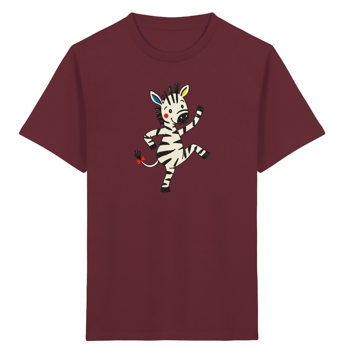 Fröhliches tanzendes Zebra Kinder T-Shirt - Kinder Bio T-Shirt Vorderseite