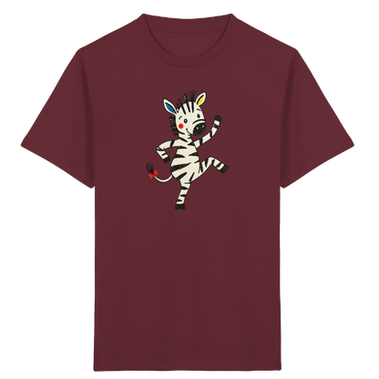Fröhliches tanzendes Zebra Kinder T-Shirt - Kinder Bio T-Shirt Vorderseite