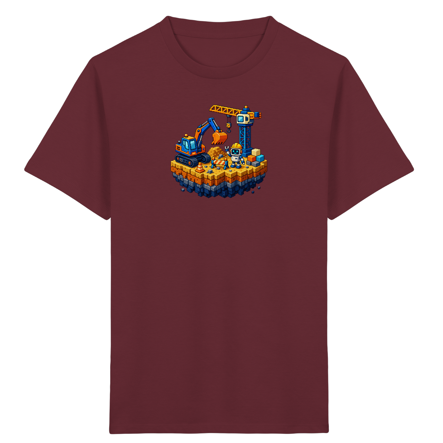 Niedliches Roboter Bagger Pixel T-Shirt - Kinder Bio T-Shirt Vorderseite