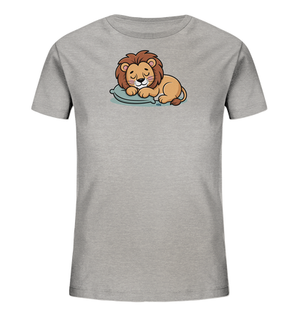 Kinder T-Shirt mit schlafendem Cartoon-Löwen auf kleinem Kissen