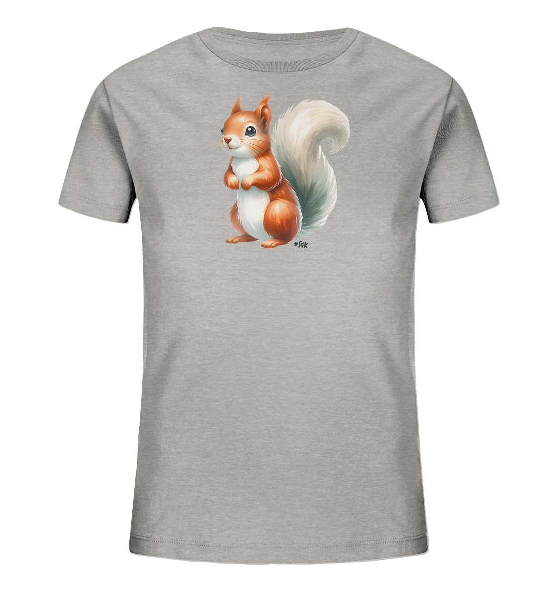 Aufrecht stehendes Eichhörnchen Motiv auf Kinder T-Shirt