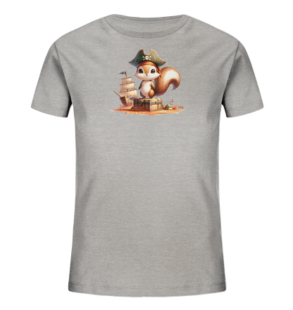 Kinder T-Shirt mit Eichhörnchen als Pirat und Schatztruhe