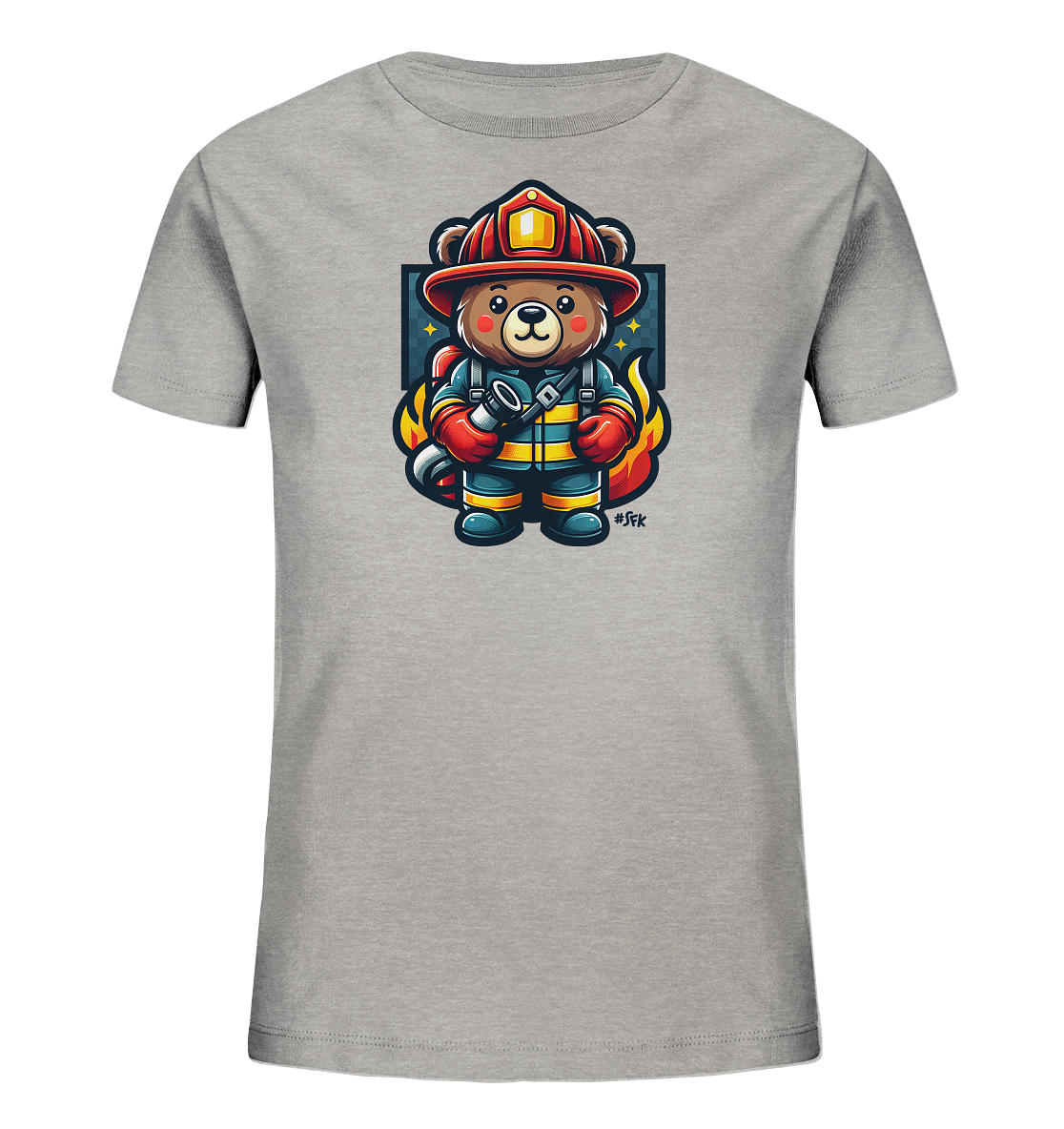 Kinder-T-Shirt mit Bär in Feuerwehrmontur