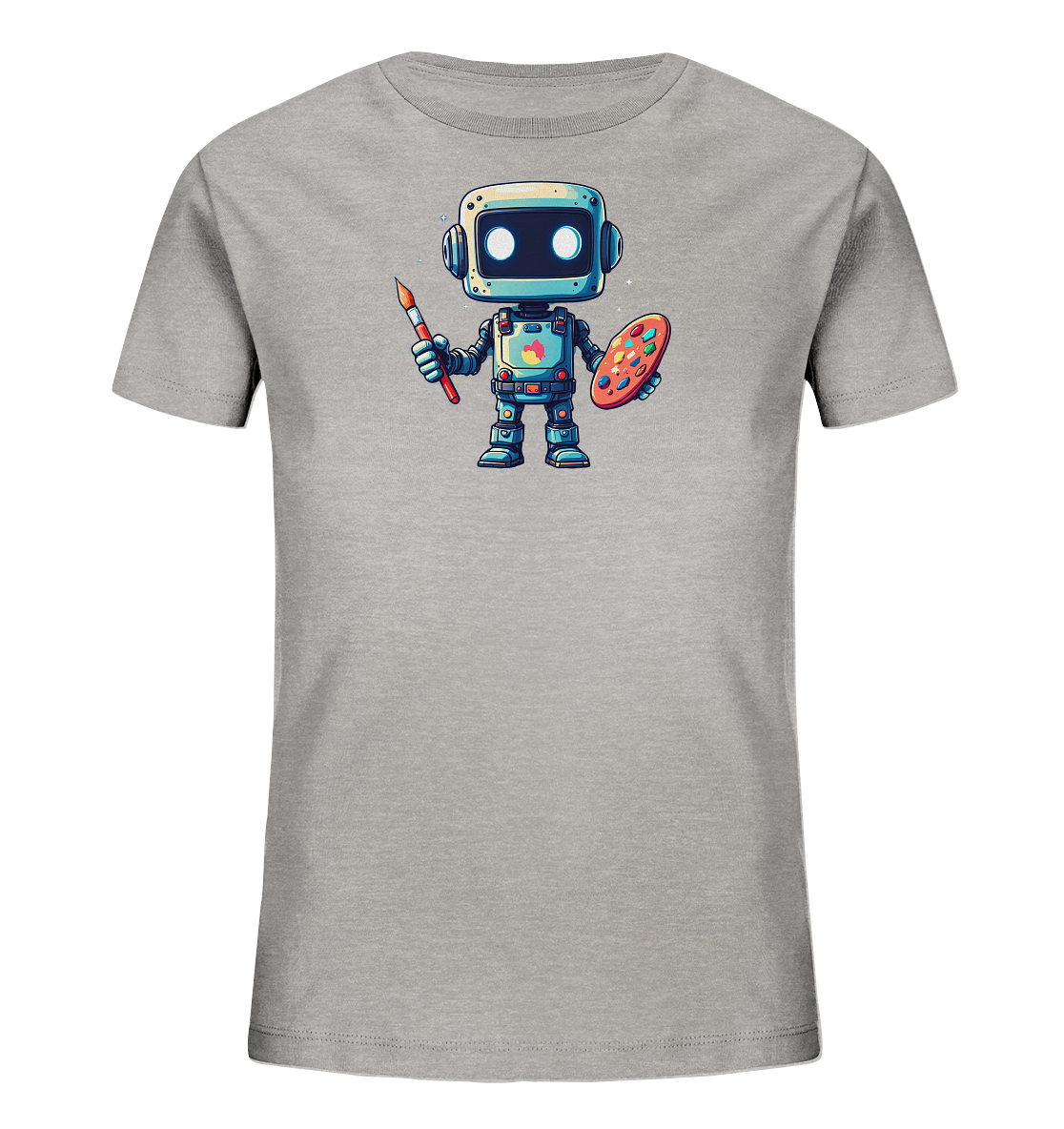 Kinder-T-Shirt | Roboter-Künstler mit Farbpalette - Kinder Bio T-Shirt