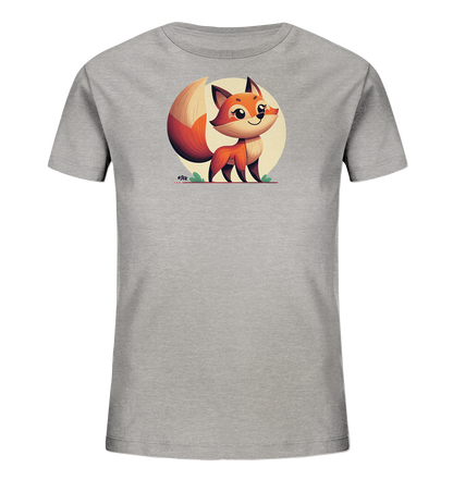 Kinder T-Shirt mit ein freundlicher orangefarbener Fuchs vor einem hellen Sonnenkreis