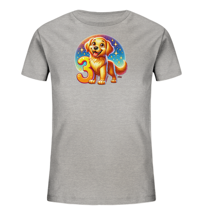 Kinder T-Shirt mit Hundewelpe und großer Zahl 3