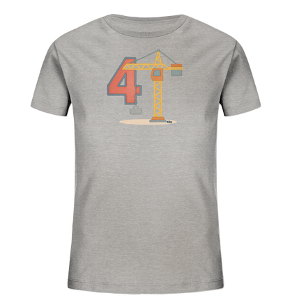 Kinder-T-Shirt mit Zahl 4 und Baukran