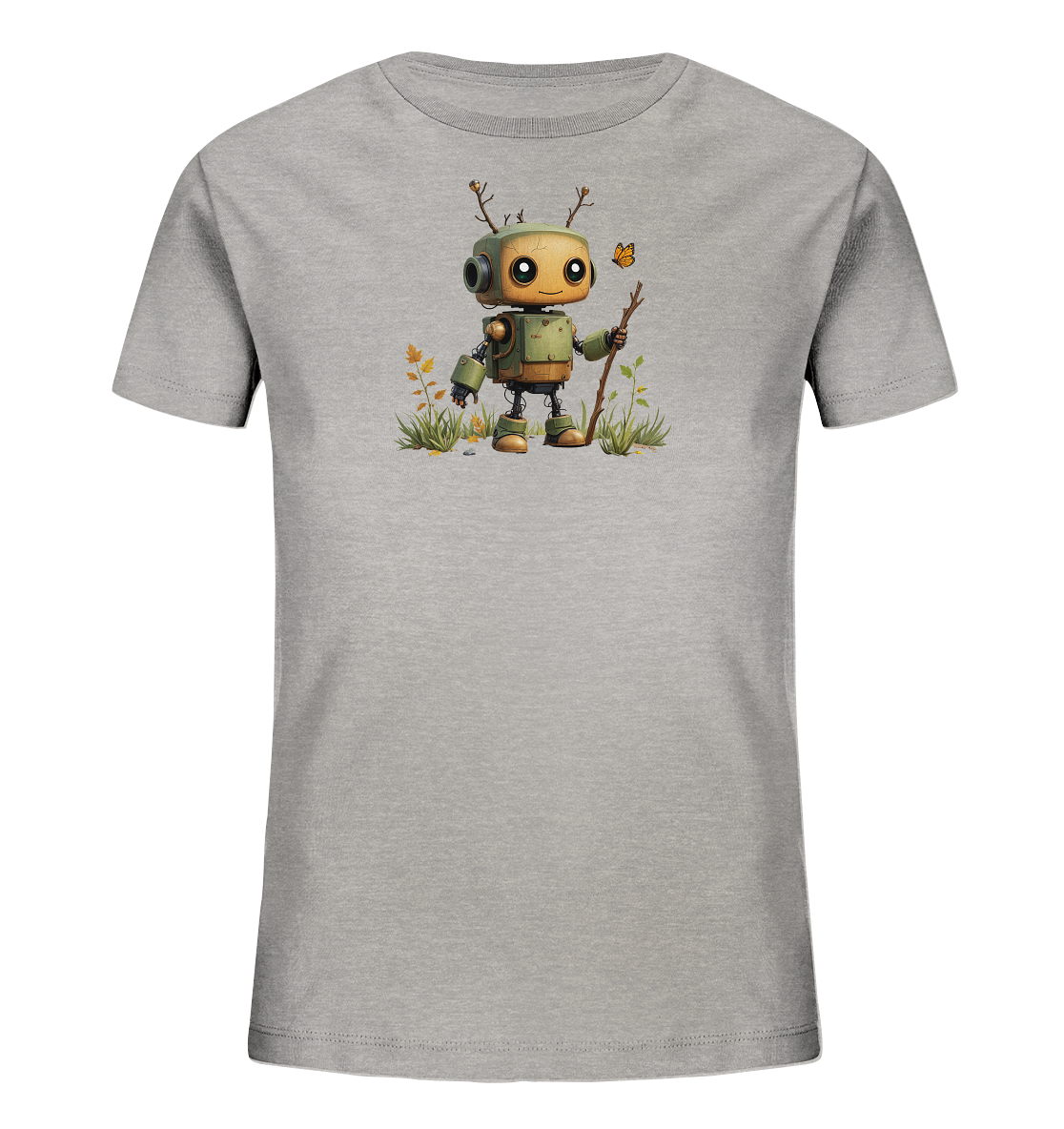 Kinder T-Shirt | Kleiner Ast-Roboter findet Freund - Kinder Bio T-Shirt