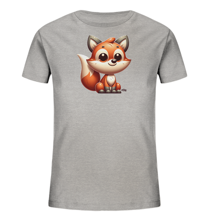 Kinder T-Shirt mit sitzendem Cartoon-Fuchs, Kulleraugen und buschigem Schwanz
