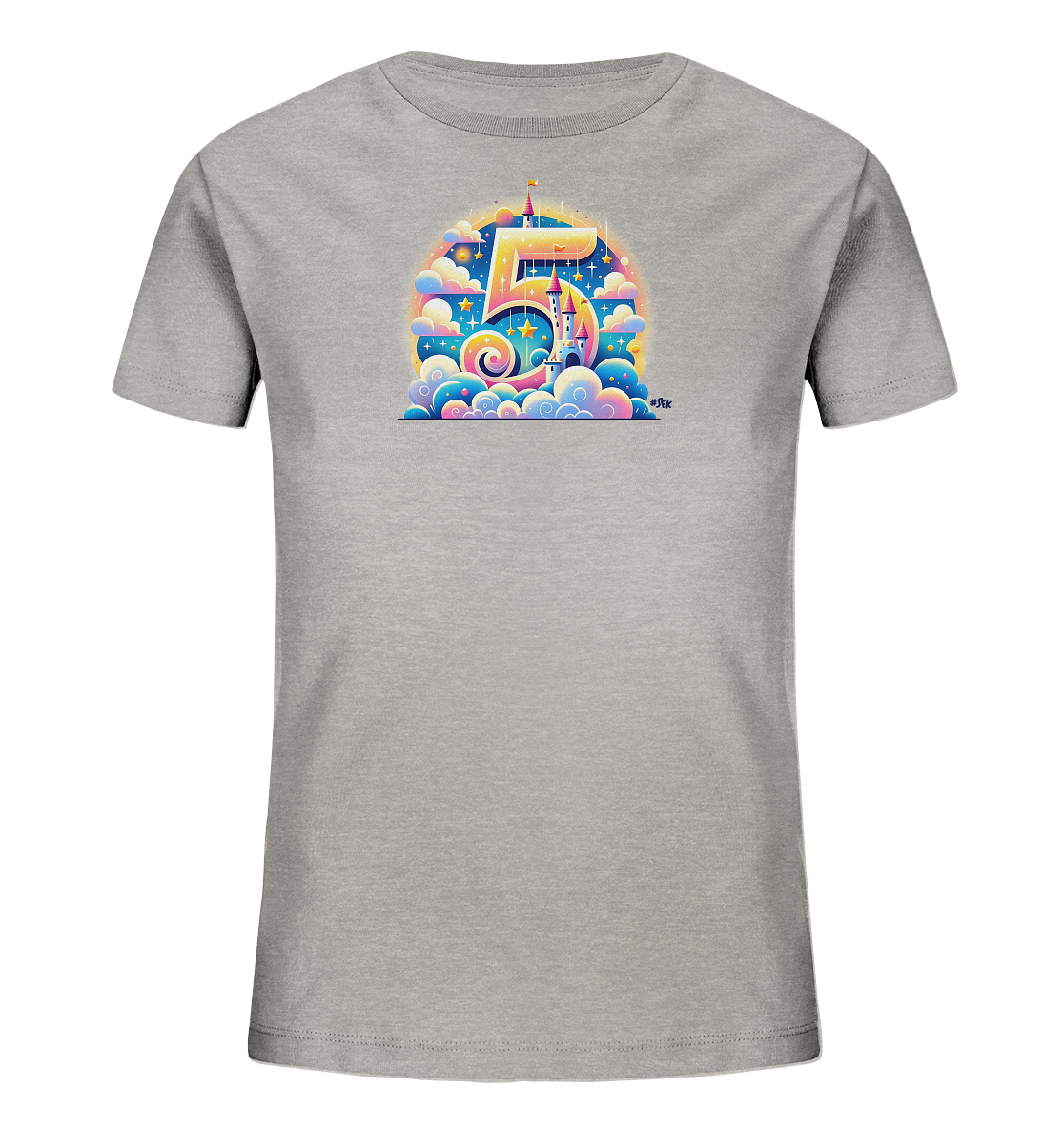 Kinder T-Shirt Traumschloss auf der Zahl 5 - Kinder Bio T-Shirt