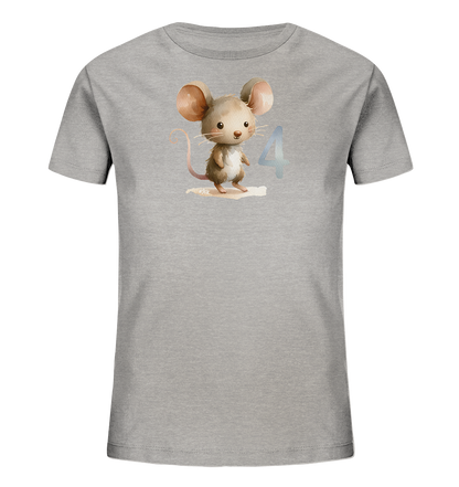 Kinder T-Shirt mit kleiner Maus und großer Zahl 4