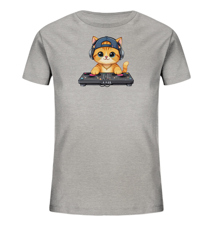 Kinder-T-Shirt mit süßem Kater, der Platten auflegt.