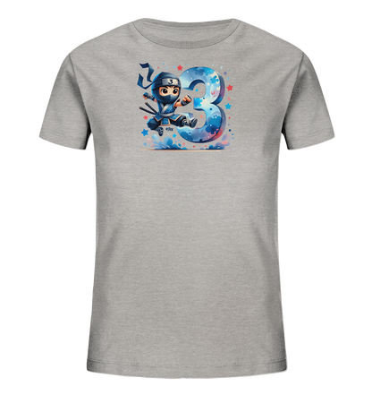 Blauer Ninja feiert die Drei Motiv auf Kinder T-Shirt