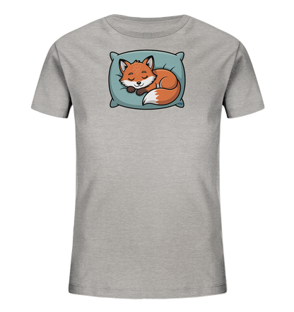 Kinder T-Shirt mit eingerolltem schlafendem Fuchs auf Kissen