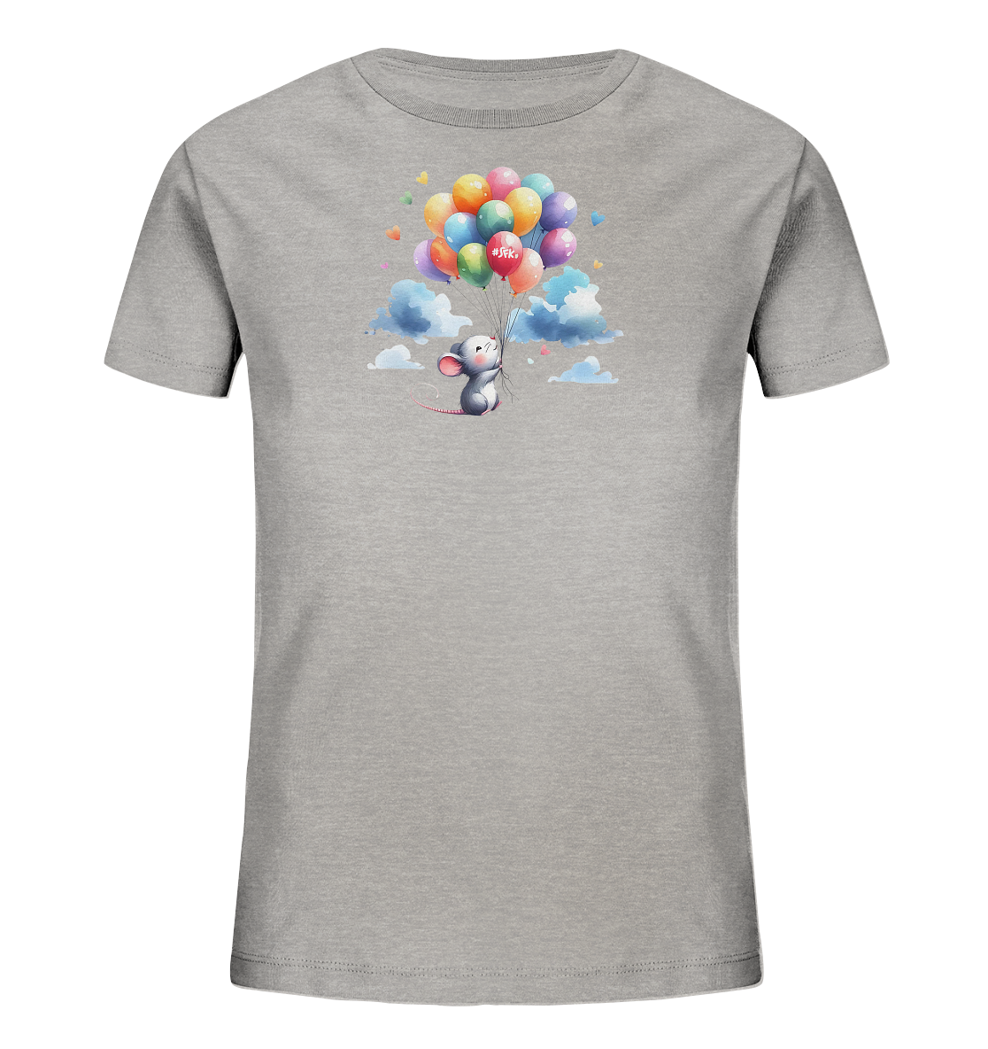 Kinder T-Shirt Maus mit Luftballons und Herzen