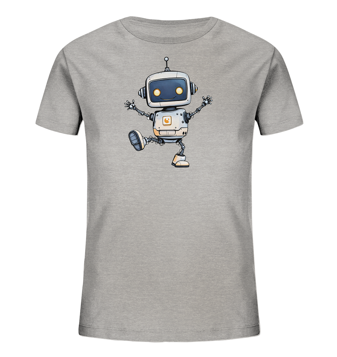 Kinder-T-Shirt mit verspieltem Roboter auf der Vorderseite.