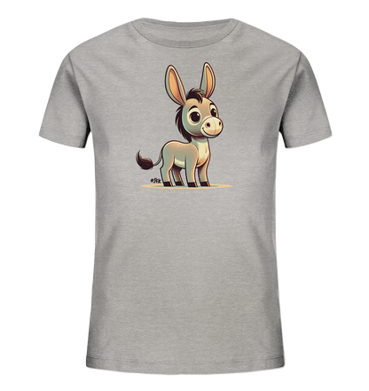 Kinder T-Shirt mit ein cartoonhafter Esel mit großen Ohren und freundlichem Lächeln