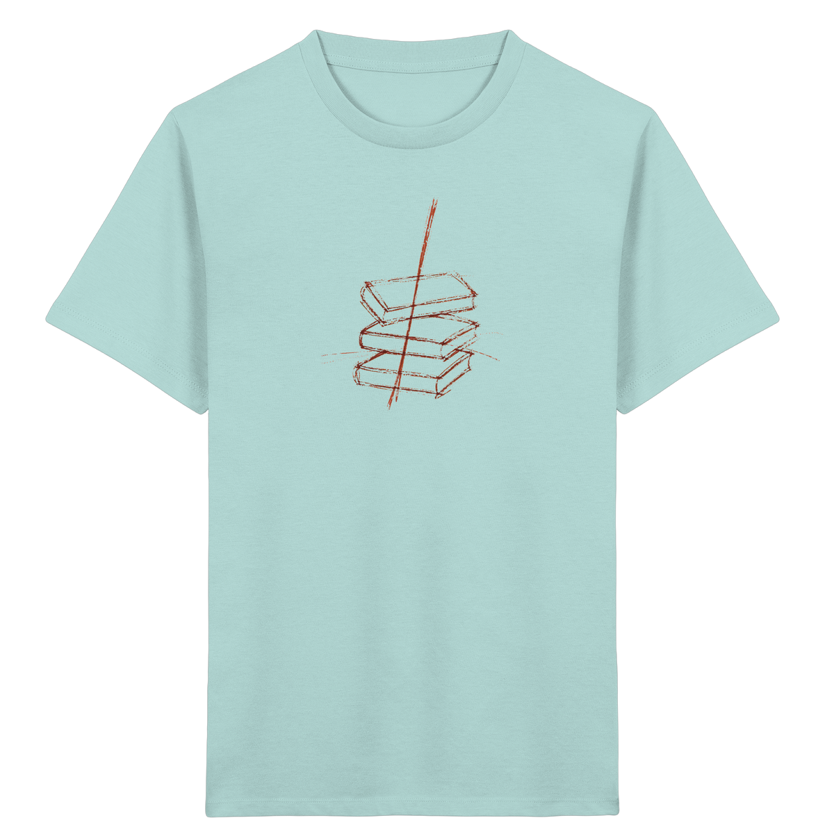 Schiefe Bücherburg mit Bleistift - Kinder Bio T-Shirt