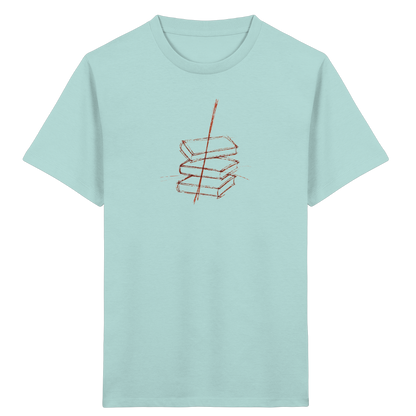 Schiefe Bücherburg mit Bleistift - Kinder Bio T-Shirt