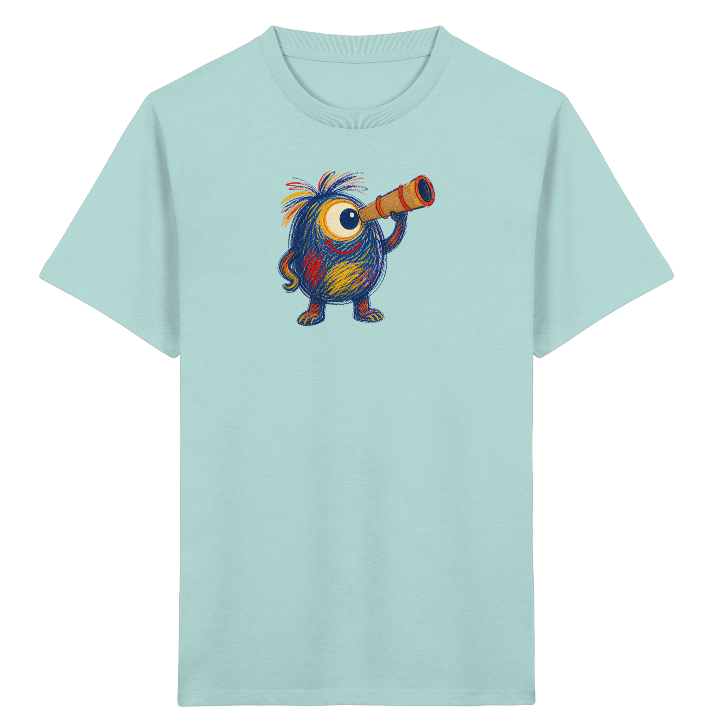 Mondgucker Monster mit Teleskop - Kinder Bio T-Shirt