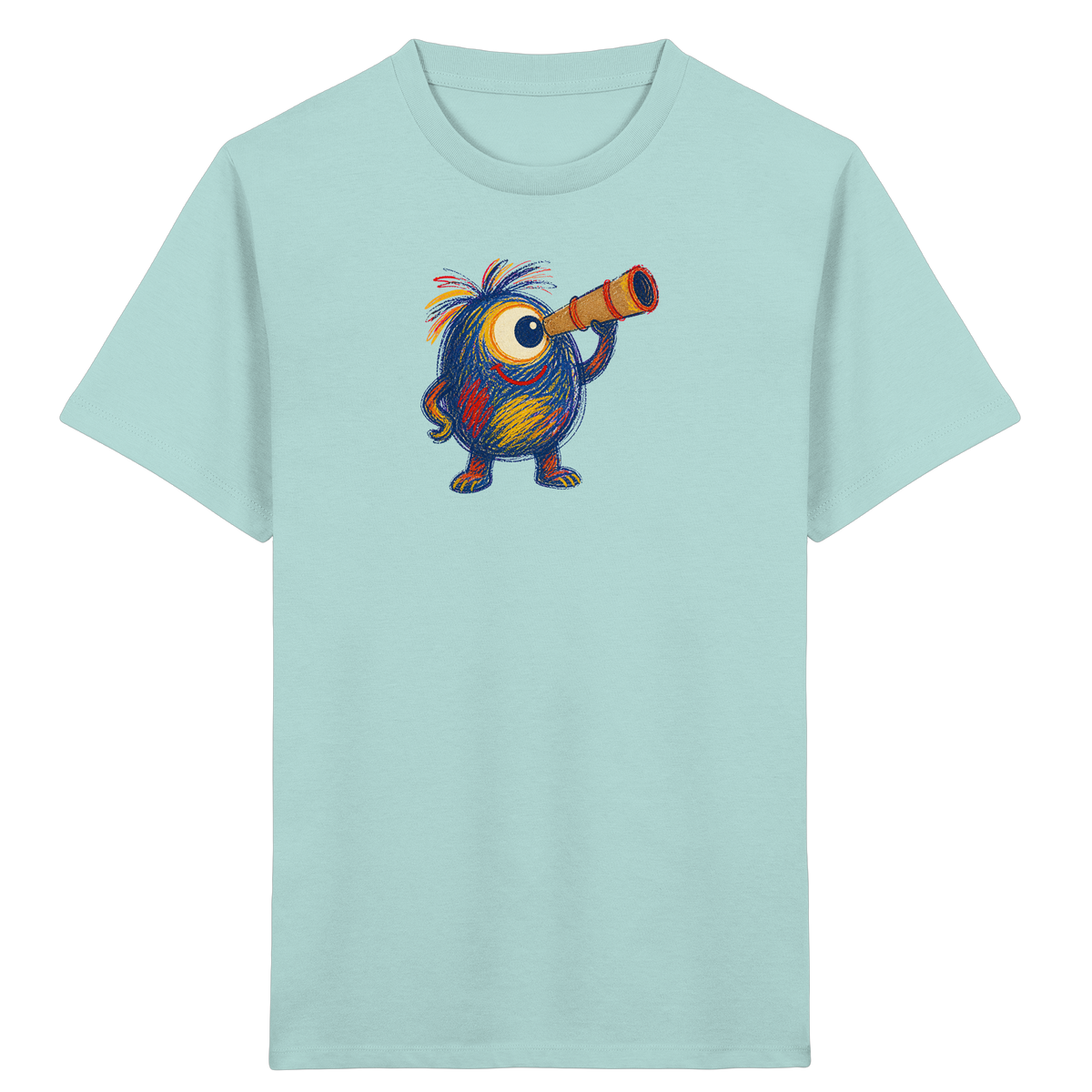 Mondgucker Monster mit Teleskop - Kinder Bio T-Shirt