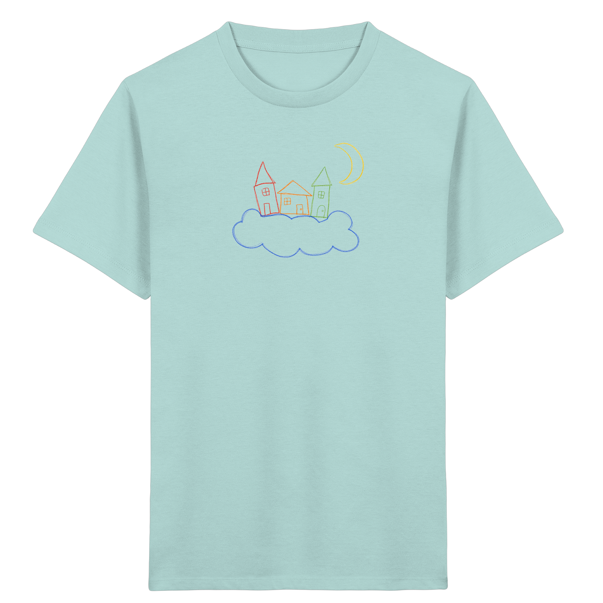 Verspieltes Kinder T-Shirt schwebende Häuser - Kinder Bio T-Shirt