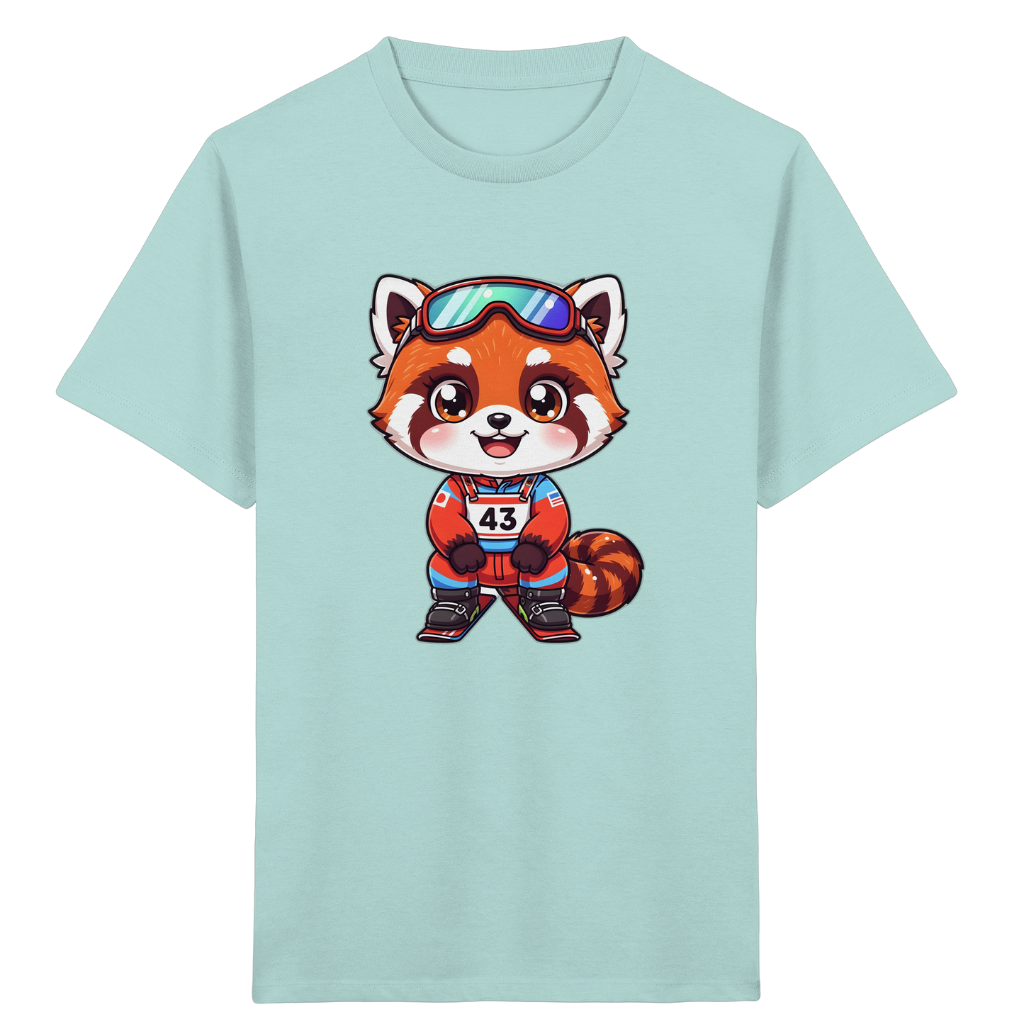 Roter Panda Ski Abenteuer Kinder T-Shirt