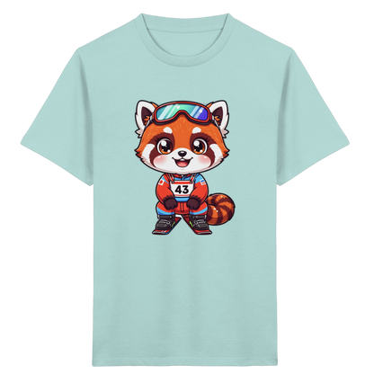 Roter Panda auf Skiern – Kinder Bio-T-Shirt