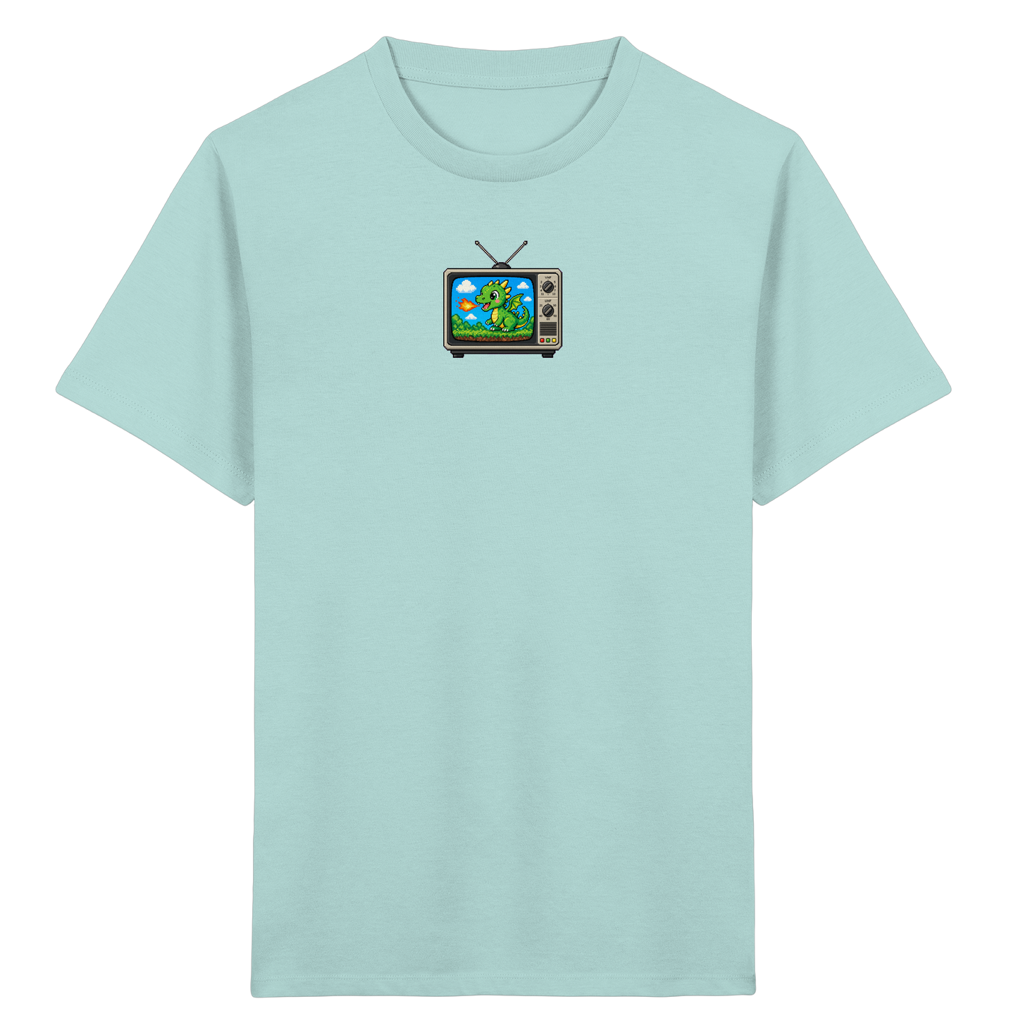 Pixel Drache im Retro TV Shirt - Kinder Bio T-Shirt