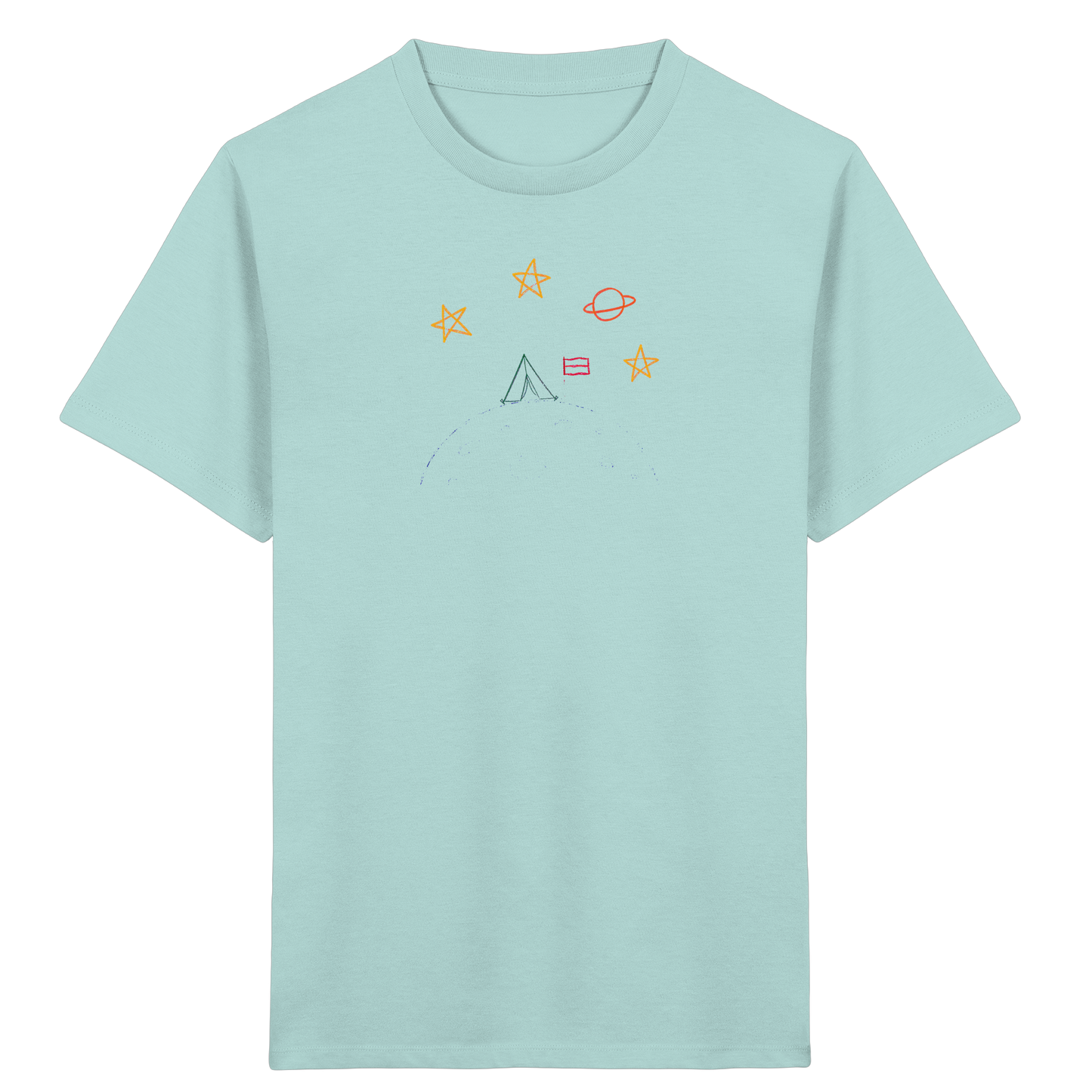 Abenteuerliches Weltraum Camping Kinder T-Shirt - Kinder Bio T-Shirt