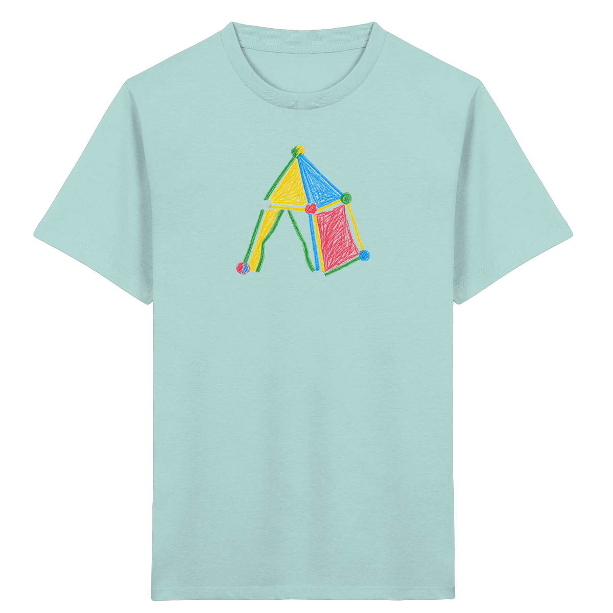 Buntes Farbpunkt Zelt Motiv - Kinder Bio T-Shirt