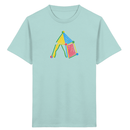 Buntes Farbpunkt Zelt Motiv - Kinder Bio T-Shirt
