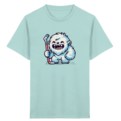 Yeti mit Eishockeyschläger Kinder T-Shirt